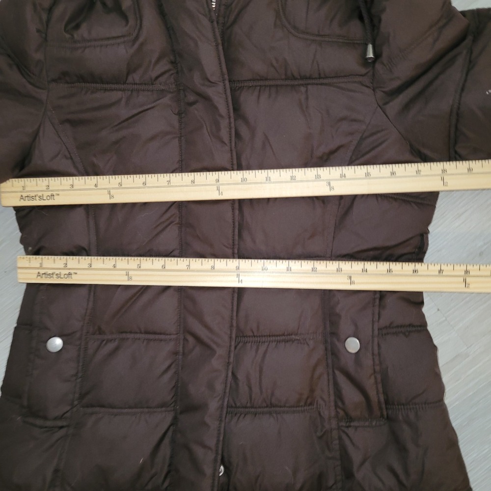 MOSSIMO Puffer Coat Brown Quilted Longline Padded Winter Jacket Warm Fur hood S - Picture 9 of 12